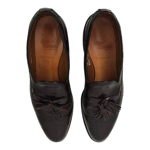 Allen Edmonds Manchester Tassel Wingtip Loafer Mens Size 10 AA Leather Burgundy - Picture 6 of 12